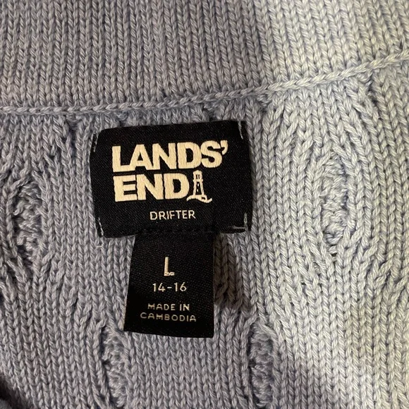 Lands' End Light Blue V-Neck Sweater - Picture 3 of 5